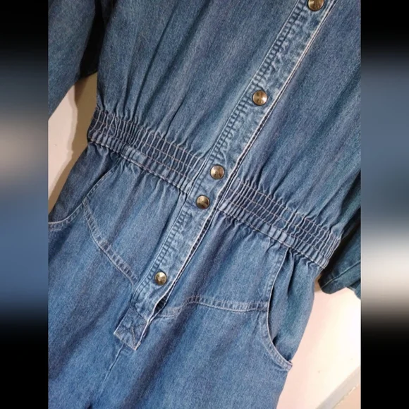 Vintage 80s 90sWomen's Jump suit denim jeans size Small / Medium - Picture 9 of 12